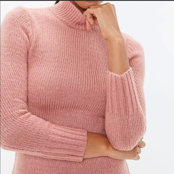 Blush Pink High Neck Sweater Dress - Picture 2 of 8
